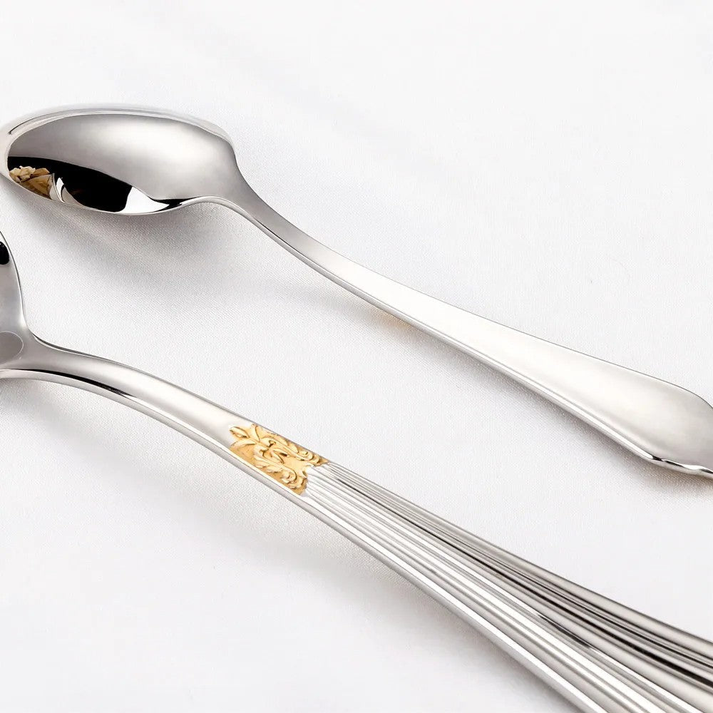 Baroque Silverware Set - 18/8 Stainless Steel Antique Detail Flatware Service for 4 - Onestopv
