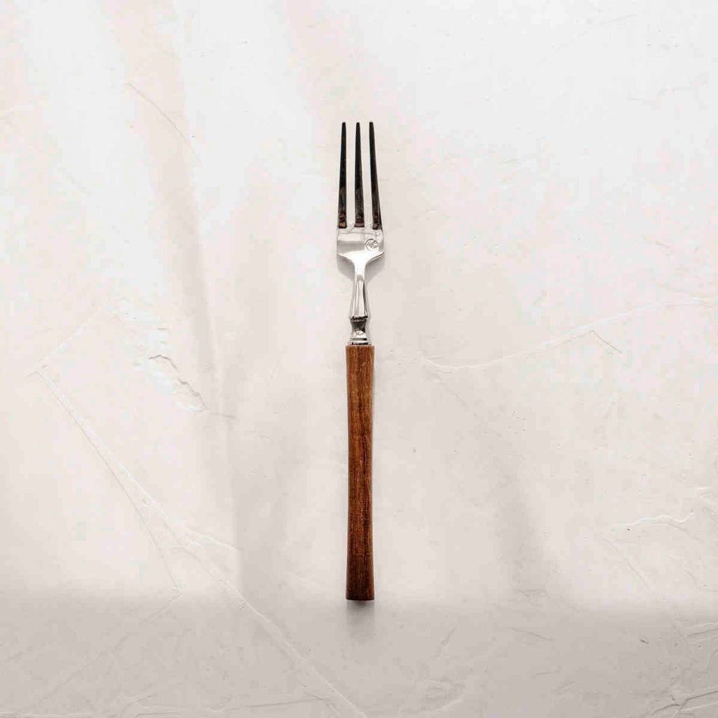 Minimalist Silverware Set with Wooden Handle - 18/8 Stainless Steel Tableware Service for 6 - Onestopv