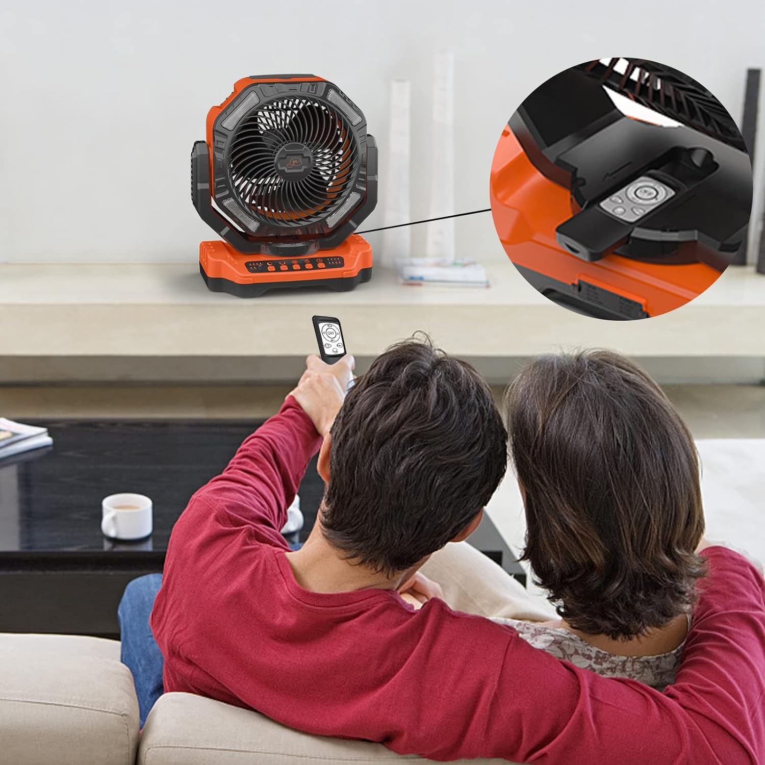 40,000mAh Battery Operated Fan, 13" Remote Camping Fan with LED Auto-Oscillating Rechargeable Fan Powerful Portable Desk Fan for Home, Camping, RV, Courtyard, Picnic, Emergency Power