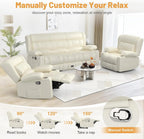 3 Seat Reclining Sofa with Storage Drawer USB Ports & Cup Holders Manual Couch