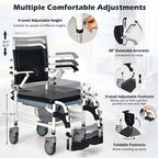 4 In 1 Bedside Commode Chair Shower Wheelchair With Detachable Bucket Padded Mobile Toilet Chair - Comfortable And Ergonomic Design