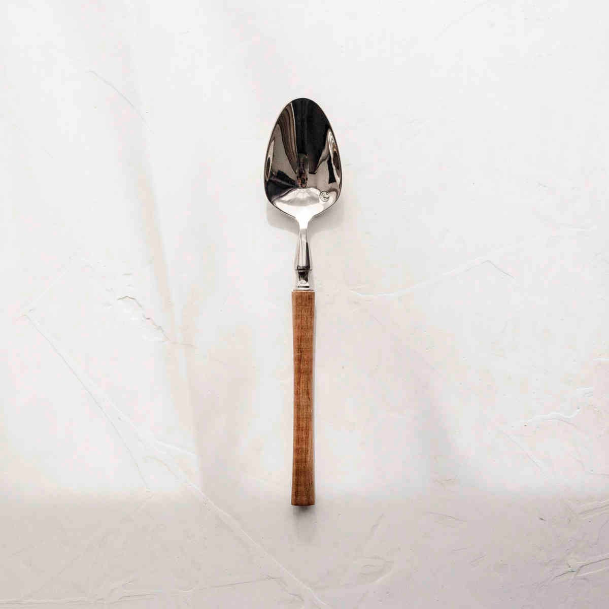 Minimalist Silverware Set with Wooden Handle - 18/8 Stainless Steel Tableware Service for 6 - Onestopv
