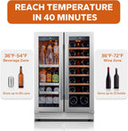 24'' Wine Cooler Refrigerator - 46 Bottle Wine Fridge Dual Zone with Modern Touch Intelligent Digital 40°-65°F Low Noise, Built in or Freestanding Wine Cooler for Home and Kitchen
