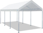 ADVANCE OUTDOOR 10x20 ft Heavy Duty Carport Potable Car Canopy Garage Party Tent Boat Shelter, Adjustable Height from 9.5 ft to 11 ft, Beige