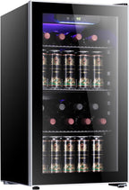 Antarctic Star 36 Bottle Wine Cooler/Cabinet BeverageRefrigerator Small Mini Wine Cellar Beer Soda Bar Fridge Quiet Operation Compressor Adjust Temperature Freestanding Black, 4.4 Cu. ft