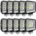 4-inch LED 120W 10000lm 12V 24V Truck ATV UTV RV RZR Boat Pickup Golf Cart Snow blower Square LED Off-road driving workplace Cube Light Pod, 10Pack