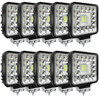 4-inch LED 120W 10000lm 12V 24V Truck ATV UTV RV RZR Boat Pickup Golf Cart Snow blower Square LED Off-road driving workplace Cube Light Pod, 10Pack