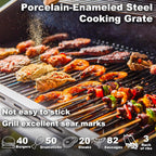Upgraded 4 Burner BBQ Propane Gas Grill with Cast Iron Grates & Side Stove, 44,000 BTU Stainless Steel Burner Barbecue Grill for Patio, Camping, Outdoor Cooking MELLCOM
