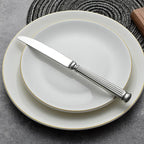 Imperium Roman Column Flatware Set - 18/8 Stainless Steel Vintage Embossed Cutlery Service for 6 - Onestopv