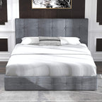 Allewie Upholstered Queen Size Platform Bed Frame with 4 Storage Drawers and Headboard, Square Stitched Button Tufted, Mattress Foundation with Wooden Slats Support, No Box Spring Needed, Light Grey