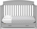 5-in-1 Convertible Baby Bed (with drawers, white) - Green Guardian Gold Certification, built-in baby bed storage drawer, convertible to toddler bed, day bed and full-size bed