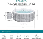 Bestway SaluSpa Fiji AirJet Large Round 2 to 4 Person Inflatable Hot Tub Portable Outdoor Spa with 120 AirJets and EnergySense Cover, Grey