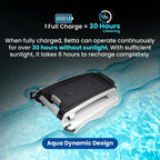 Betta SE Solar Powered Automatic Robotic Pool Surface Skimmer Cleaner with 30-Hour Continuous Cleaning Battery Power and Re-Engineered Twin Salt Chlorine Tolerant Motors (Blue)