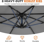9.8FT Offset Patio Umbrella Hanging Cantilever Umbrella Outdoor Sun Shade with Easy Tilt Adjustment, 8 Ribs, UV Protection for Backyard, Lawn, Garden and Pool, Blue