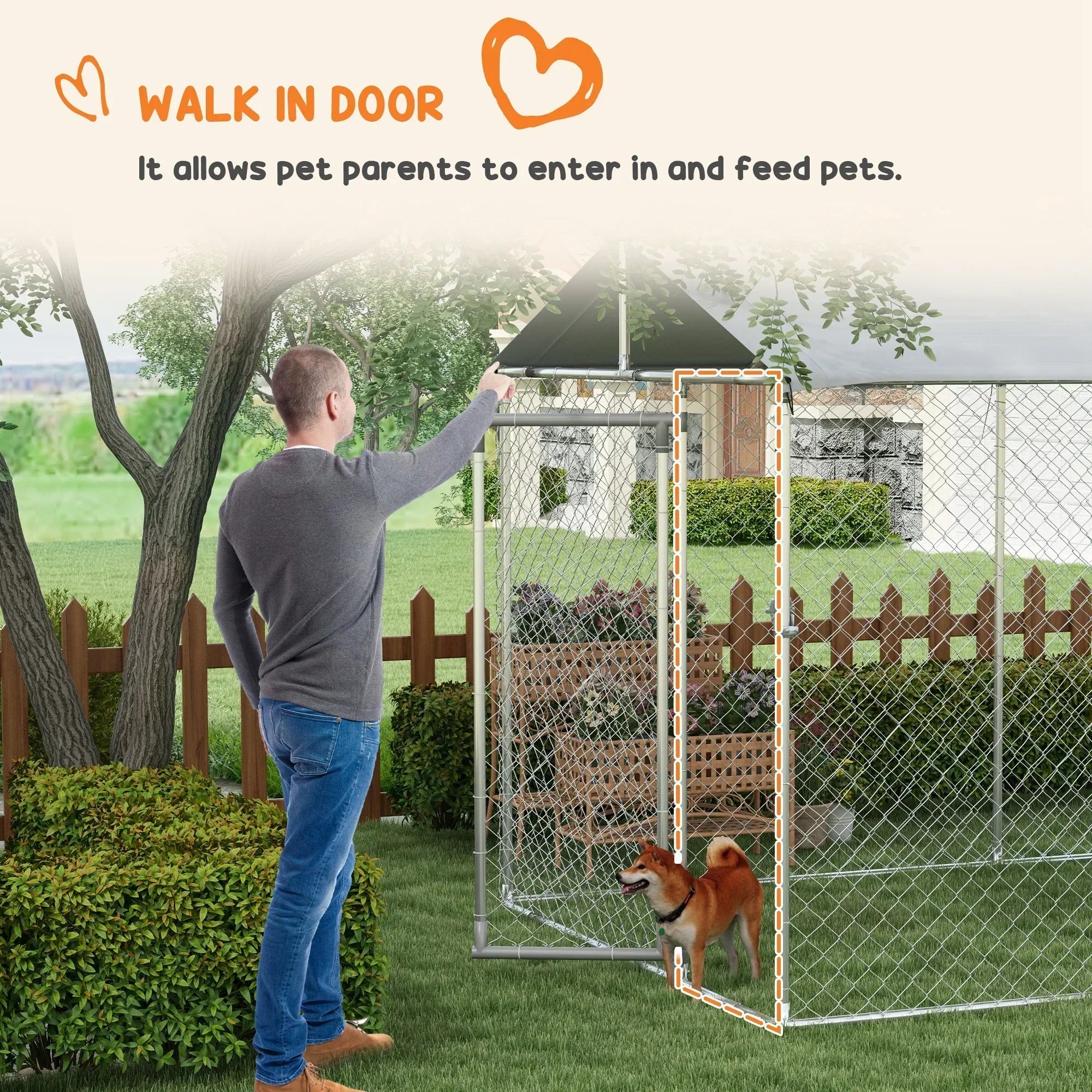 PawHut 19.7' x 7.5' x 7.5' Outdoor Dog Kennel W/ Waterproof Roof