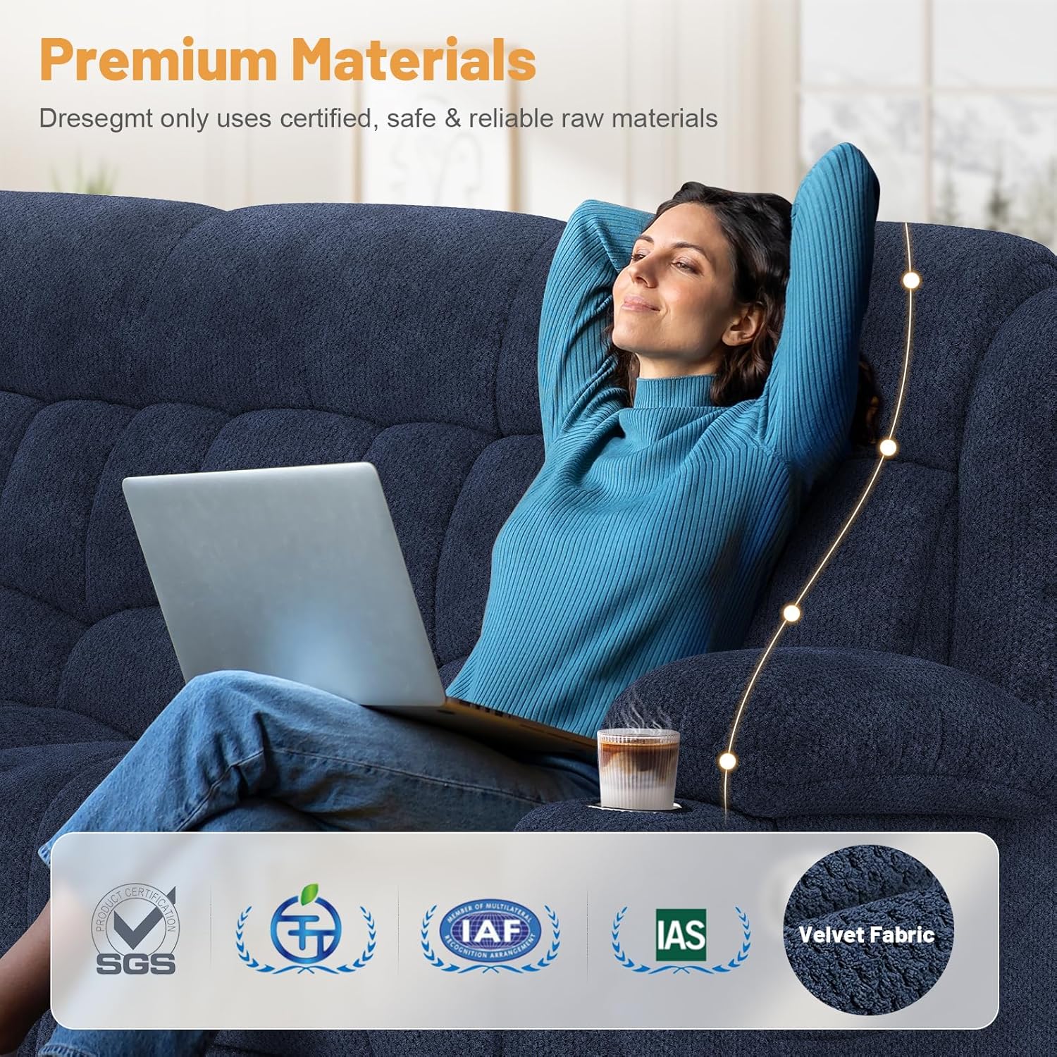 3 Seat Reclining Sofa with Storage Drawer USB Ports & Cup Holders Manual Couch
