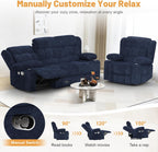 3 Seat Reclining Sofa with Storage Drawer USB Ports & Cup Holders Manual Couch