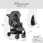 4X Carrito Bebe, desde el Nacimiento hasta 25 kg, Silla de Paseo Ligera, Silla Bebe, Reclinable, Plegable, Compacta, Mickey Mouse Gris