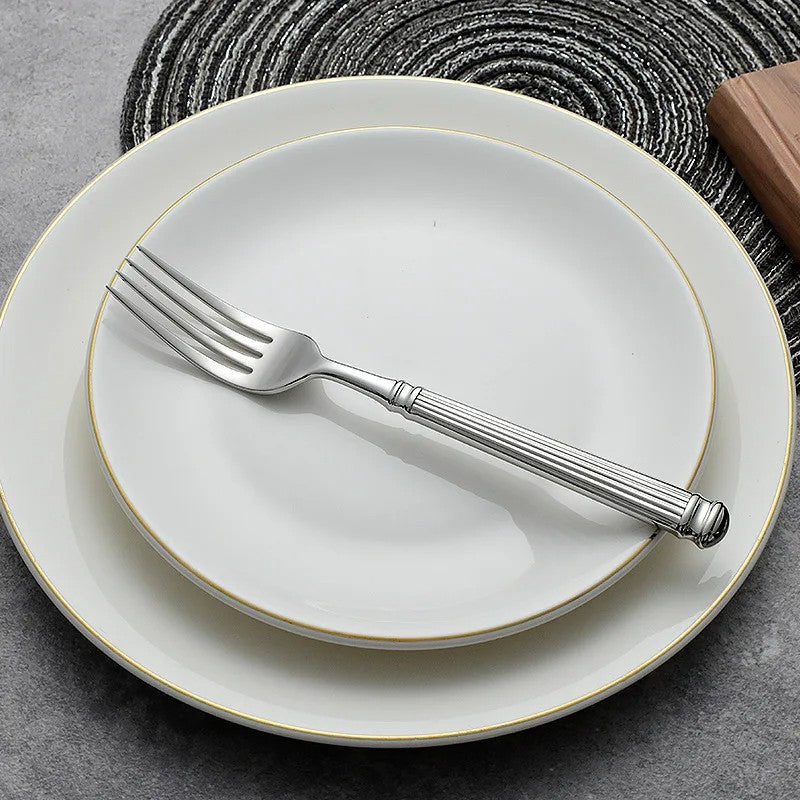 Imperium Roman Column Flatware Set - 18/8 Stainless Steel Vintage Embossed Cutlery Service for 6 - Onestopv