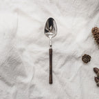 Vintage Walnut Wood Handle Flatware Set - 18/8 Stainless Steel Rustic Cutlery Service for 5 - Onestopv