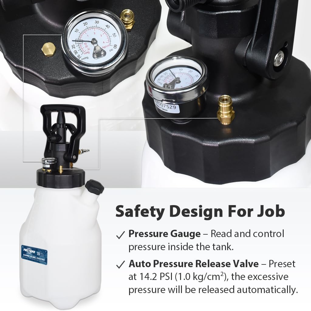 A1139HNUS Patented 12.5L Automatic Transmission Fluid Pump for ATF Filler System with 21 Pieces Taiwan-ATF Filling Adapters, Pneumatic and Manual Operation for Refilling Use