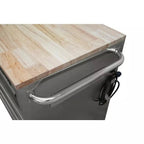 72 in 18-Drawer 24 in. D Mobile Workbench with Solid Wood Top Stainless Steel