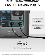 Anker Power Bank Station SOLIX C300 DC (90,000mAh), 288Wh, Portable Power Station, 300W Solar Generator, LiFePO4 Battery, Generators for Home Use, for Outdoor Camping(No Wall Charger Included)