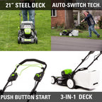 80V Cordless 21′′ Self-Propelled Brushless Lawn Mower | Greenworks