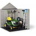 7×7 Ft Durable Weather Resistant Resin Outdoor Garden Storage Shed with Windows and Utility Hooks, Sand