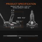 3 Ton Floor Jack Hydraulic Heavy Duty Steel Car Jack with Quick Lift Dual Pump,Black,W8303-B