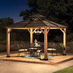 10 ft. x 10 ft. Cedar Framed Gazebo with Steel 2-Tier Hip Roof Hardtop