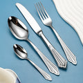 Baroque Silverware Set - 18/8 Stainless Steel Antique Detail Flatware Service for 4 - Onestopv