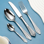 Baroque Silverware Set - 18/8 Stainless Steel Antique Detail Flatware Service for 4 - Onestopv