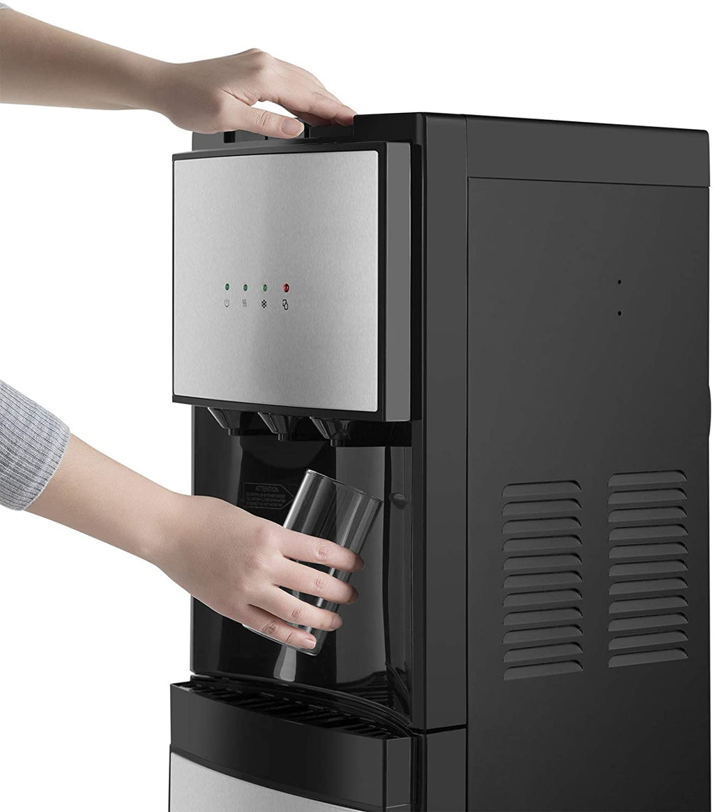 5 Gallon Water Dispenser Bottom Loading Hot Cold Water Cooler Stainless 3 Temperature Spouts