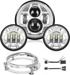 7 "Motorcycle Led Headlights 4.5" Fog Light Assist DOT Kit Compatible with Harley-Davidson Elektra Street Glide Fat Boy Road King Heritage Softtail CVO,