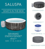 Bestway SaluSpa Fiji AirJet Large Round 2 to 4 Person Inflatable Hot Tub Portable Outdoor Spa with 120 AirJets and EnergySense Cover, Grey