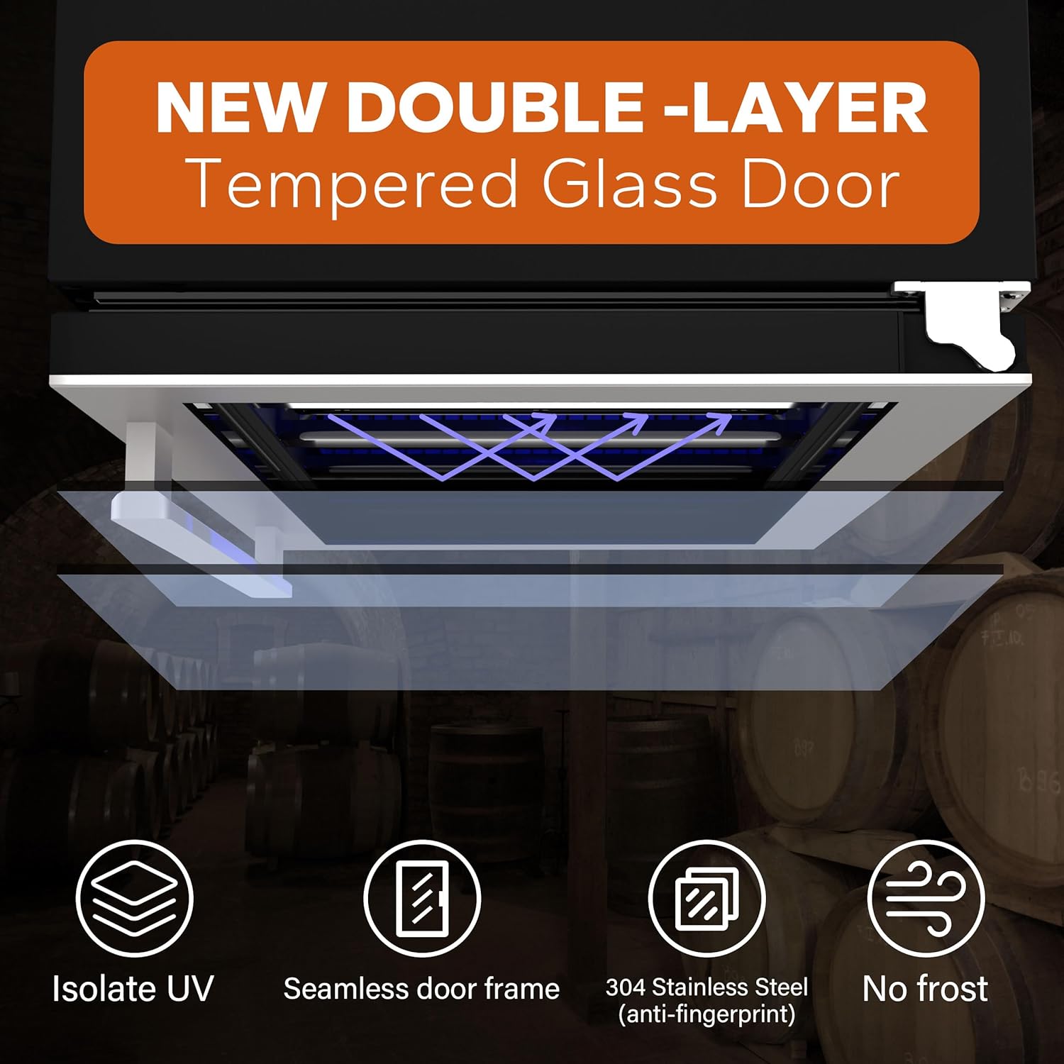 24'' Wine Cooler Refrigerator - 46 Bottle Wine Fridge Dual Zone with Modern Touch Intelligent Digital 40°-65°F Low Noise, Built in or Freestanding Wine Cooler for Home and Kitchen