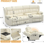 3 Seat Reclining Sofa with Storage Drawer USB Ports & Cup Holders Manual Couch