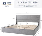 Allewie Queen Size Lift Up Storage Bed, Modern Wingback Headboard, Hydraulic Support, No Box Spring Needed, Light Beige