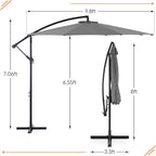 9.8FT Offset Patio Umbrella Hanging Cantilever Umbrella Outdoor Sun Shade with Easy Tilt Adjustment, 8 Ribs, UV Protection for Backyard, Lawn, Garden and Pool, Blue