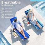 3-in-1 Outdoor Sun Tanning Lounge Chair with Face Hole 5-Position Recliner, Folding Side Table & Removable Pillow, 330lbs Capacity, Blue