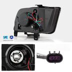 AKKON - Fits 2005-2009 Ford Mustang LED Tube DRL Parking Halogen Type Projector Black Headlights Pair Driver+Passenger