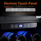 24 inch Wine Cooler, 46 Bottle - Dual Zone Built-in or Freestanding Fridge with Stainless Steel Reversible Glass Door, for Home, Kitchen, or Office.
