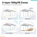 ADVANCE OUTDOOR 10x20 ft Heavy Duty Carport Potable Car Canopy Garage Party Tent Boat Shelter, Adjustable Height from 9.5 ft to 11 ft, Beige
