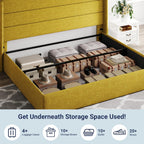 Allewie Queen Size Lift Up Storage Bed, Modern Wingback Headboard, Hydraulic Support, No Box Spring Needed, Light Beige