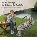 Baby Swings for Infants, Monamii Baby Swing, Bluetooth Infant Swing with Music Speaker, 5 Speeds and Remote Control, Indoor & Outdoor Use
