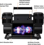 ALL-TOP 12V Air Compressor with LCD, 150PSI, Dual Cylinder
