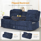 3 Seat Reclining Sofa with Storage Drawer USB Ports & Cup Holders Manual Couch