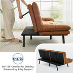 Amazon Basics Brown Loveseat,Convertible Couch Memory Foam Futon Sofa Bed Modern Sleeper Sofa for Small Compact Living Room,Office,Apartment, Linen Fabric