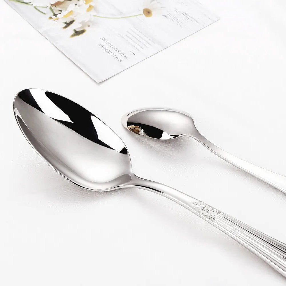 Baroque Silverware Set - 18/8 Stainless Steel Antique Detail Flatware Service for 4 - Onestopv
